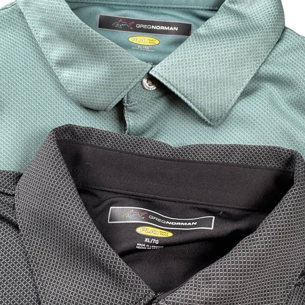Greg Norman Play Dry Polo Shirts Mens XL Green Grey 2 Pack Excellent Performance